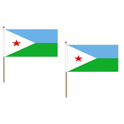 Djibouti Fabric National Hand Waving Flag  - United Flags And Flagstaffs