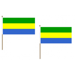 Gabon Fabric National Hand Waving Flag Flags - United Flags And Flagstaffs