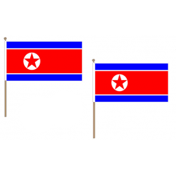 Korea (North) Fabric National Hand Waving Flag Flags - United Flags And Flagstaffs