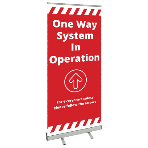 COVID SECURE ROLL UP BANNER -ONE WAY