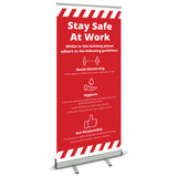 COVID SECURE ROLL UP BANNER - STAY SAFE AT WORK
