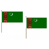 Turkmenistan Fabric National Hand Waving Flag Flags - United Flags And Flagstaffs