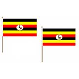 Uganda Fabric National Hand Waving Flag Flags - United Flags And Flagstaffs