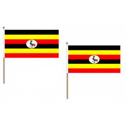Uganda Fabric National Hand Waving Flag Flags - United Flags And Flagstaffs